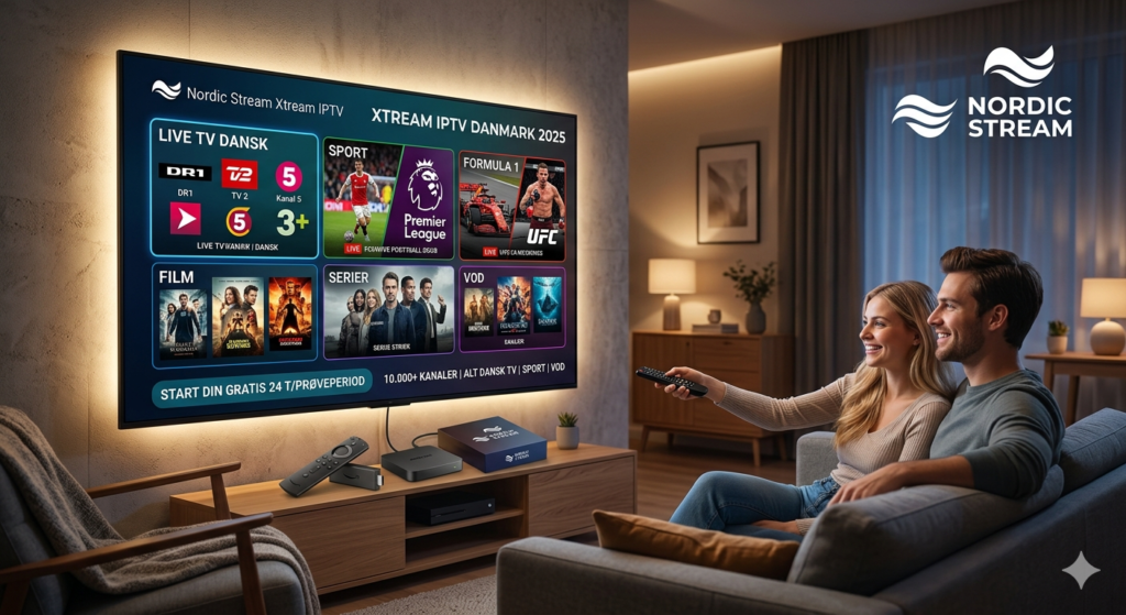 IPTV Ireland Xtream Codes subscription interface – Nordic Stream on Smart TV 2026